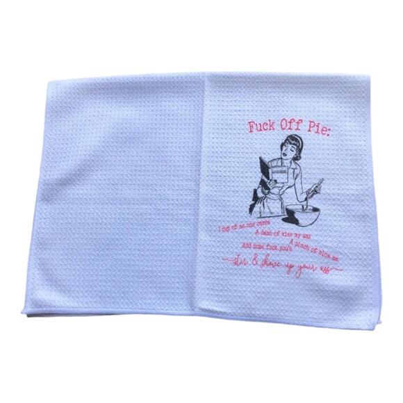 Handmade Sublimation “F*** Off Pie” White Microfiber Wholesale Kitchen Towel - Picture 5 of 8